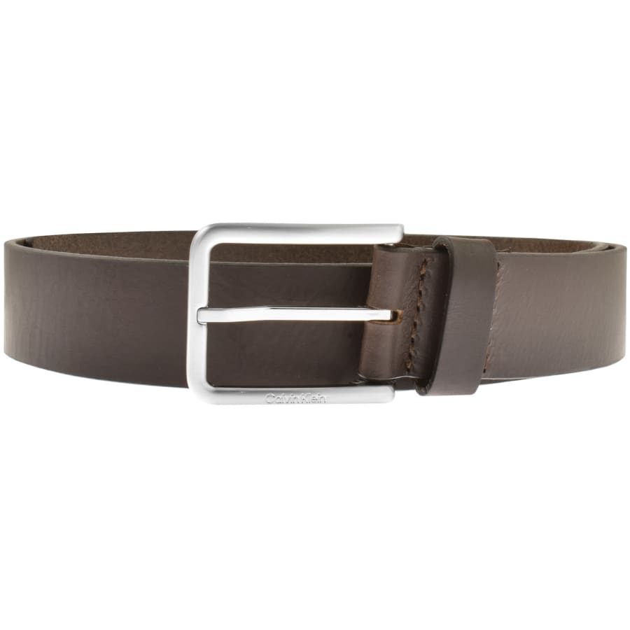 Calvin Klein Warmth Oiled Grain Leather Belt Brown